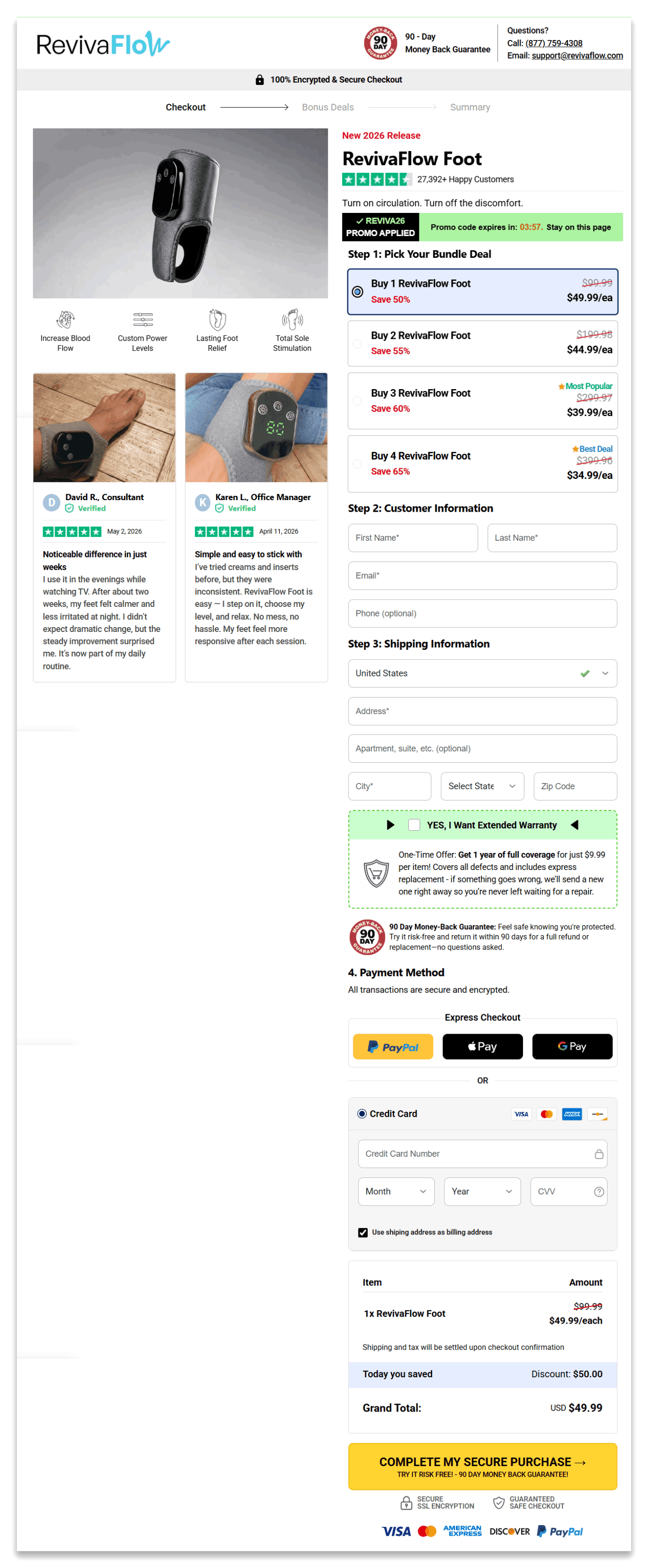 RevivaFlow Foot Massager secure checkout page